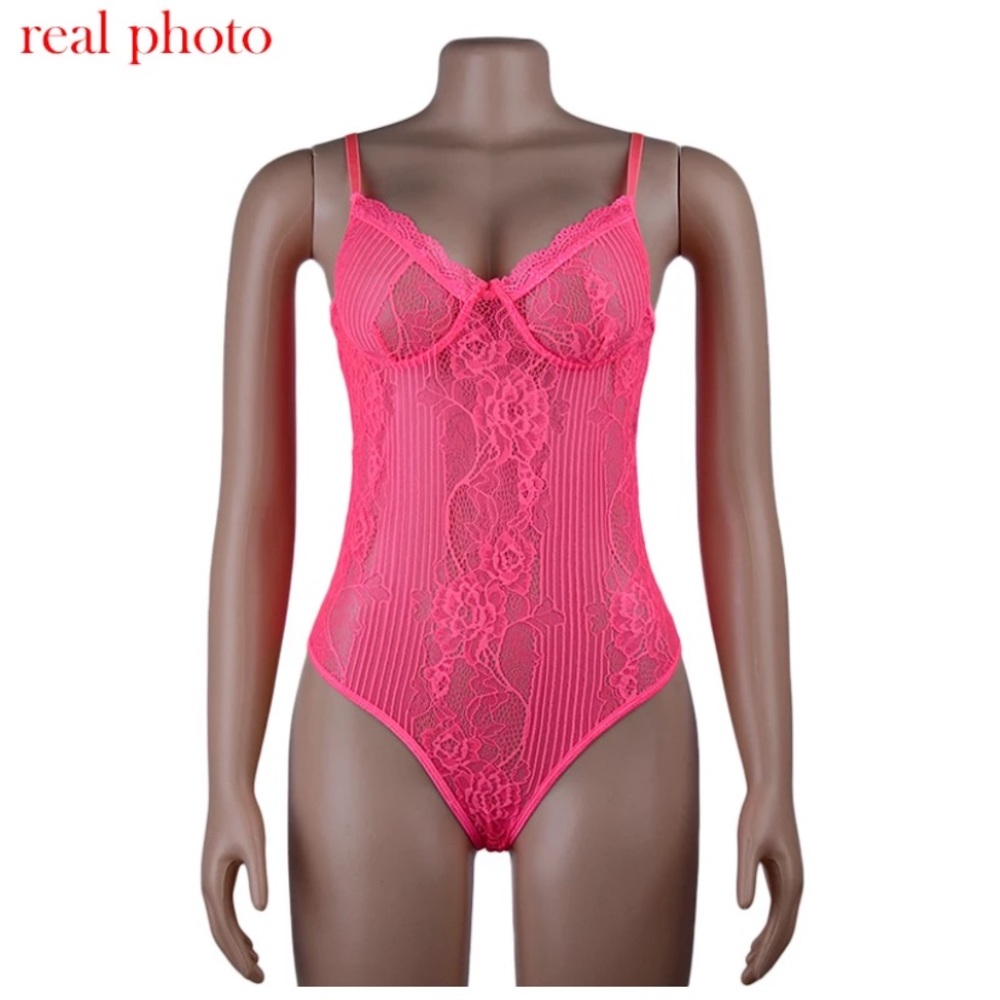NEW Sexy Bodysuit womens lace see through L - Picture 4 of 10